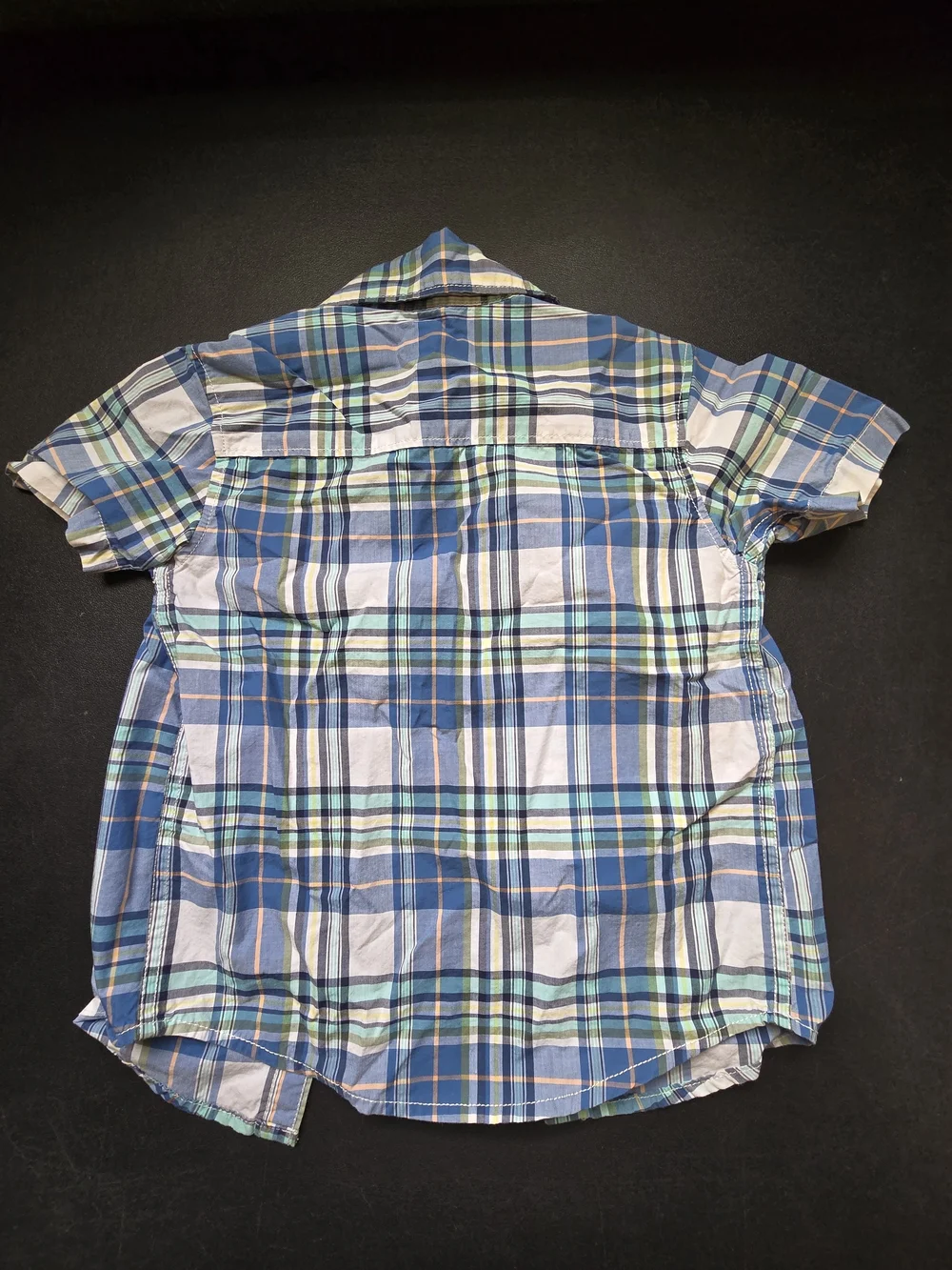 Carter's Blue, White & Green Plaid Short Sleeve Button-Down Shirt